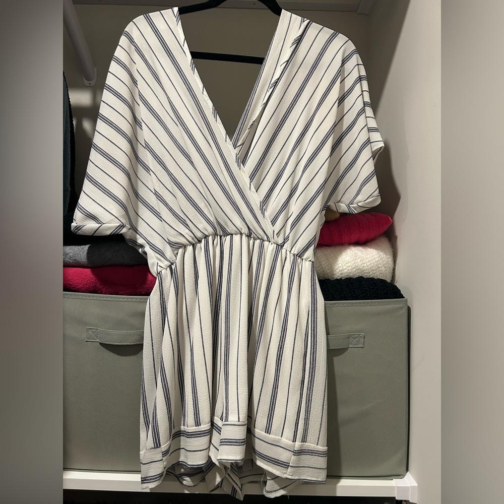 Blue and white romper